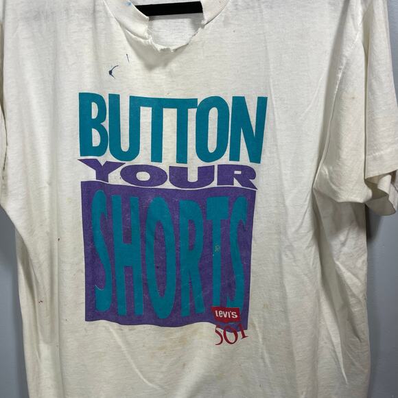 Vintage 90's Levi's 501 Button Your Shorts THRASHED Single Stitch Men's XL - Picture 3 of 8